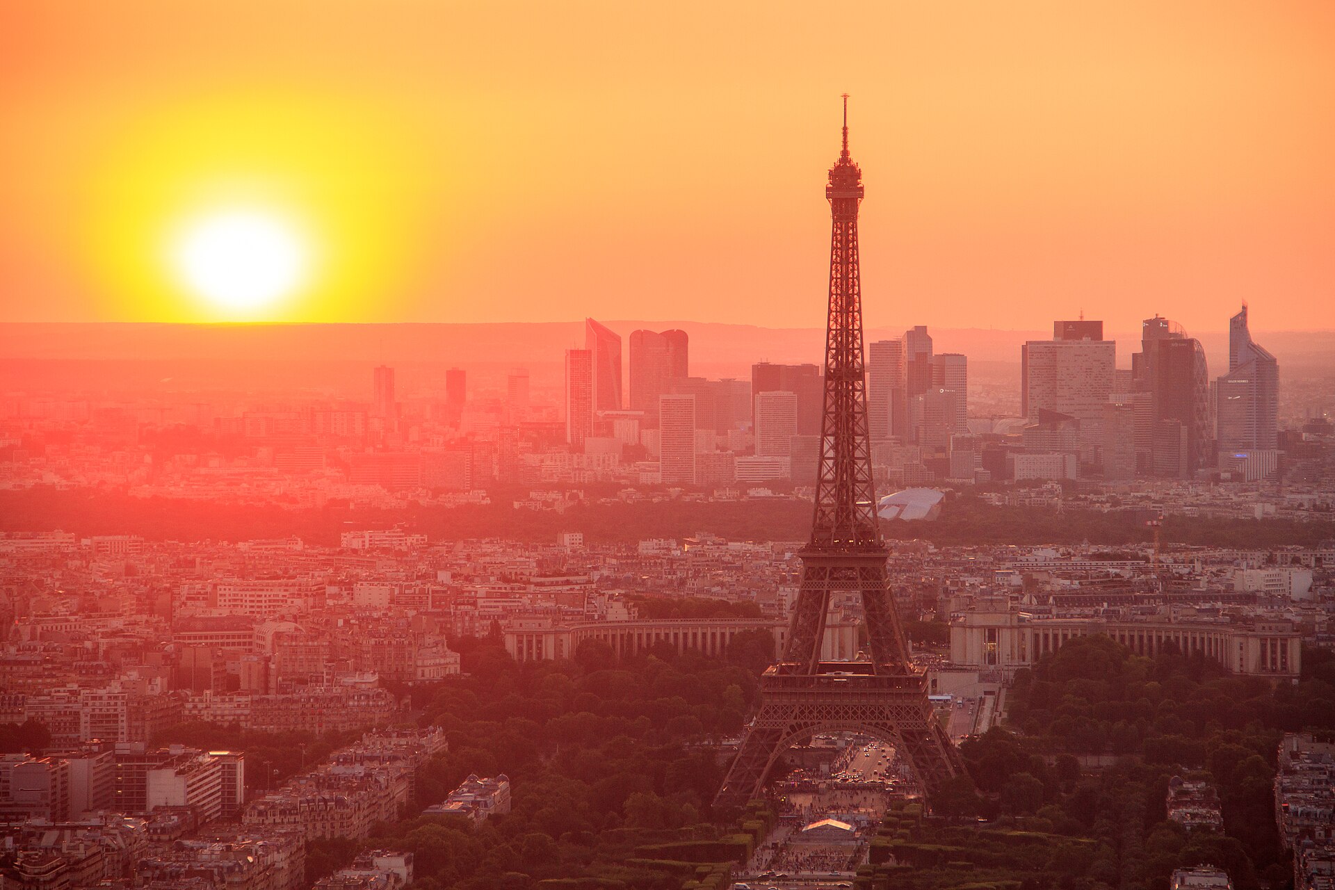 Paris skyline and Eiffel Tower at sunset for the ultimate Paris tour guide