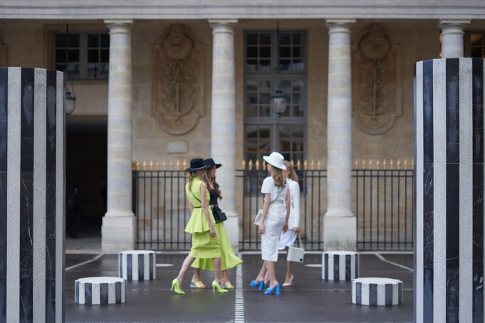 Fashion Presentation at Palais-Royal Elegant models presenting a collection at Palais-Royal during Paris Fashion Week
