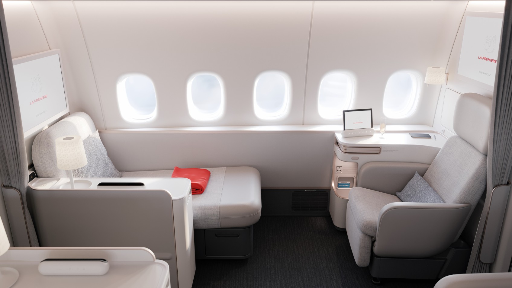 Air France La Première cabin representing airline and airport hospitality careers in France