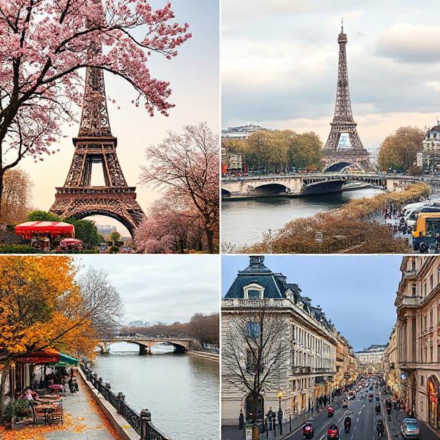 b6baee43-eab0-49de-a60a-3c5b9197fa51 Paris through the seasons: spring blossoms, summer terraces, autumn colors, and winter lights.