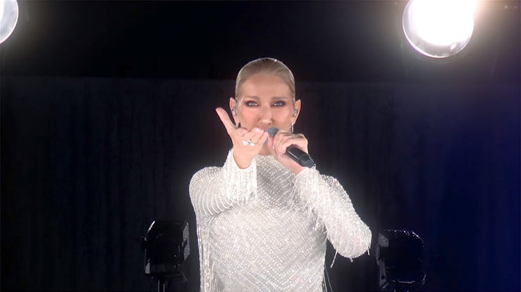 Céline Dion Paris 2024 Olympic performance in official ticket fraud prevention guide