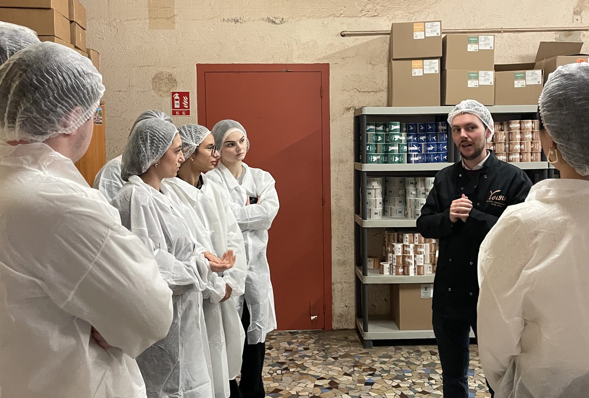 Hospitality students attending a professional food production training visit