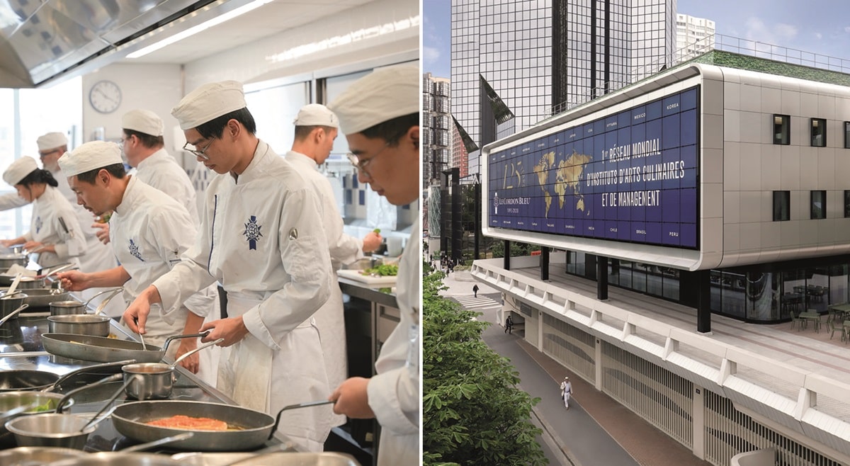 Culinary students training in a professional kitchen for hospitality careers