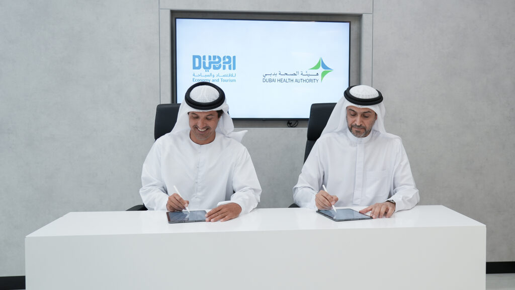 Dubai healthcare and tourism officials formalising a medical tourism partnership in 2024