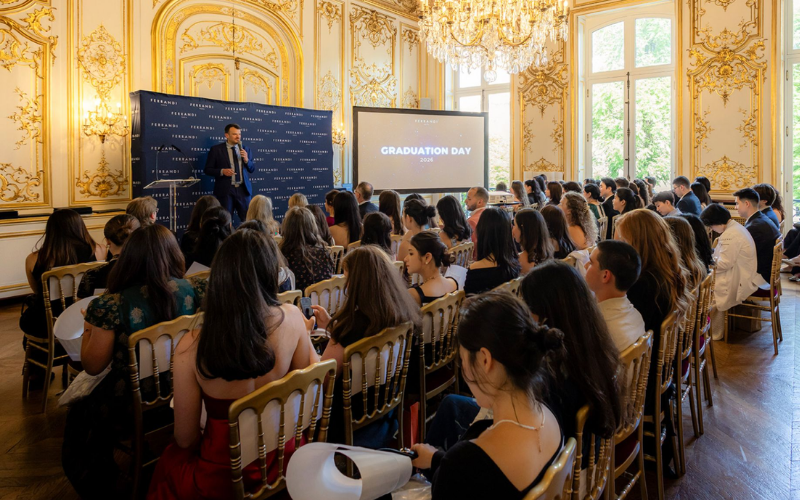 International hospitality students attending the 2026 FERRANDI Paris graduation ceremony