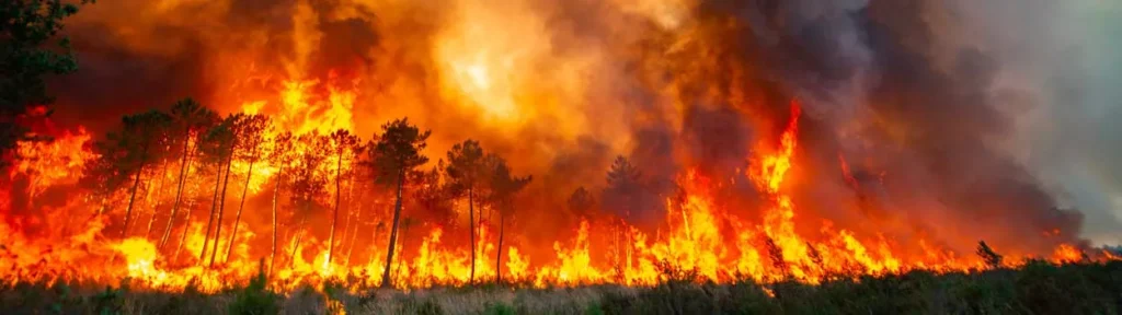 Forest fire in France illustrating official travel safety guidance for visitors