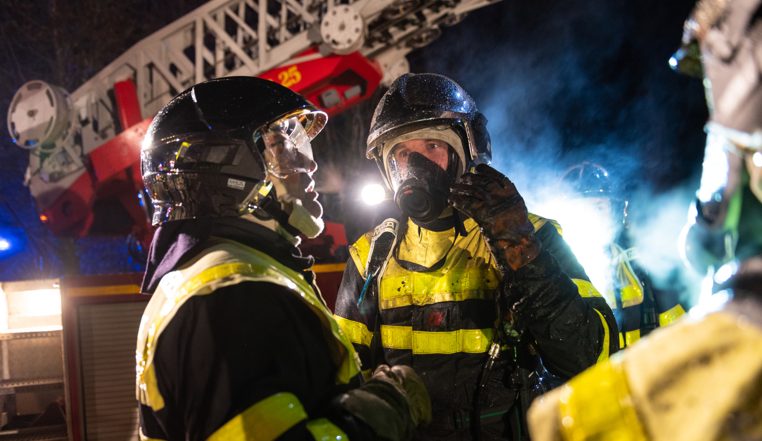 French firefighters serving in a civil security emergency response team