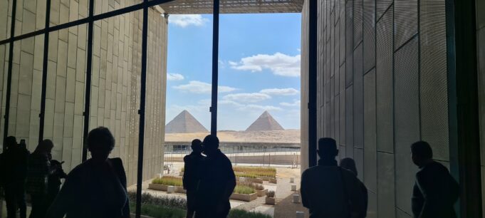 The Giza Pyramids Seen from the Grand Egyptian Museum Giza Pyramids viewed from the Grand Egyptian Museum for the world museum ranking 2026