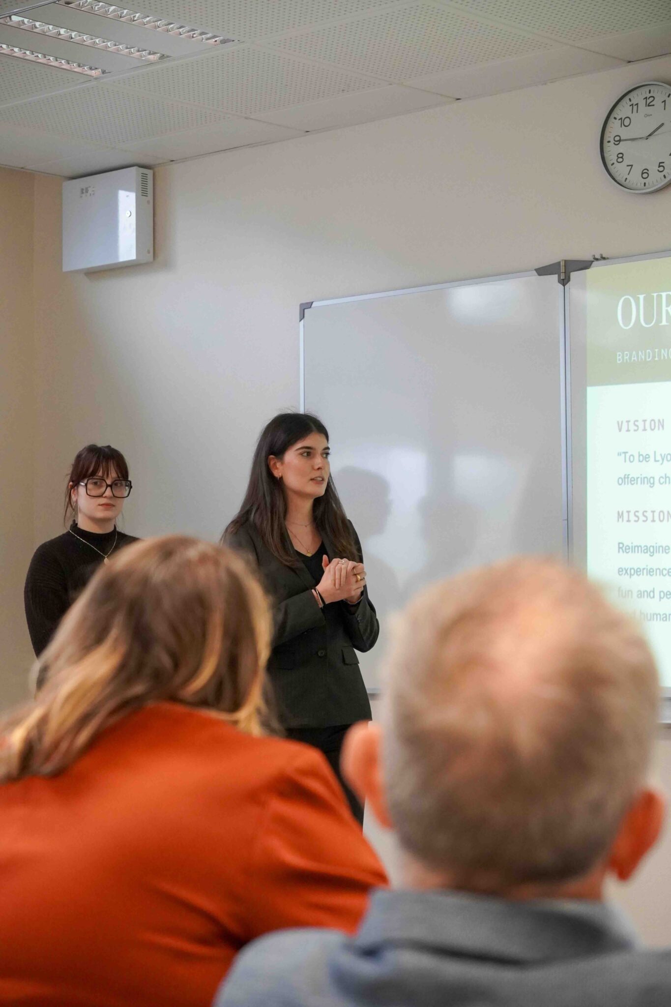 Institut Lyfe students presenting a hospitality project before an industry panel