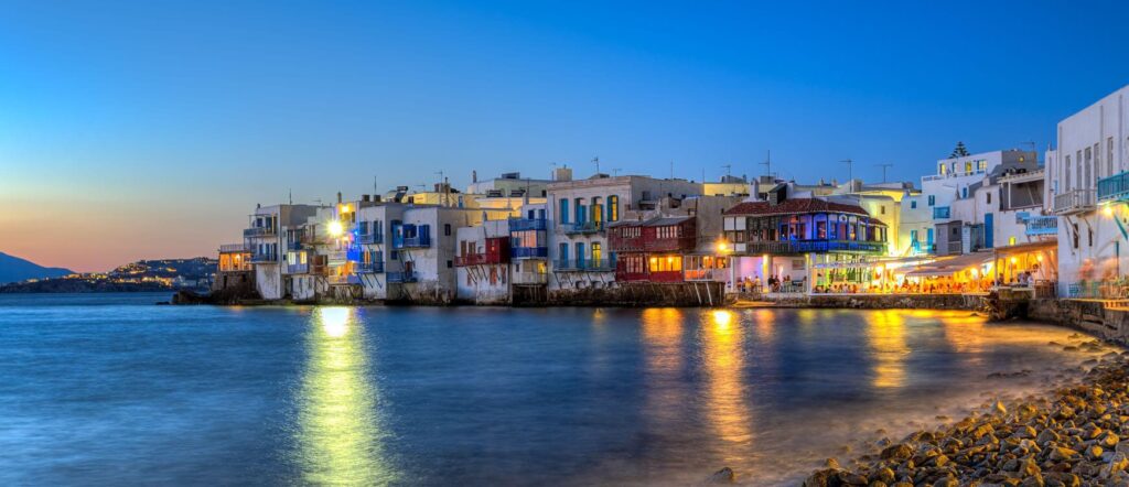 Mykonos coastline representing Gulf luxury travel demand for Europe in 2026