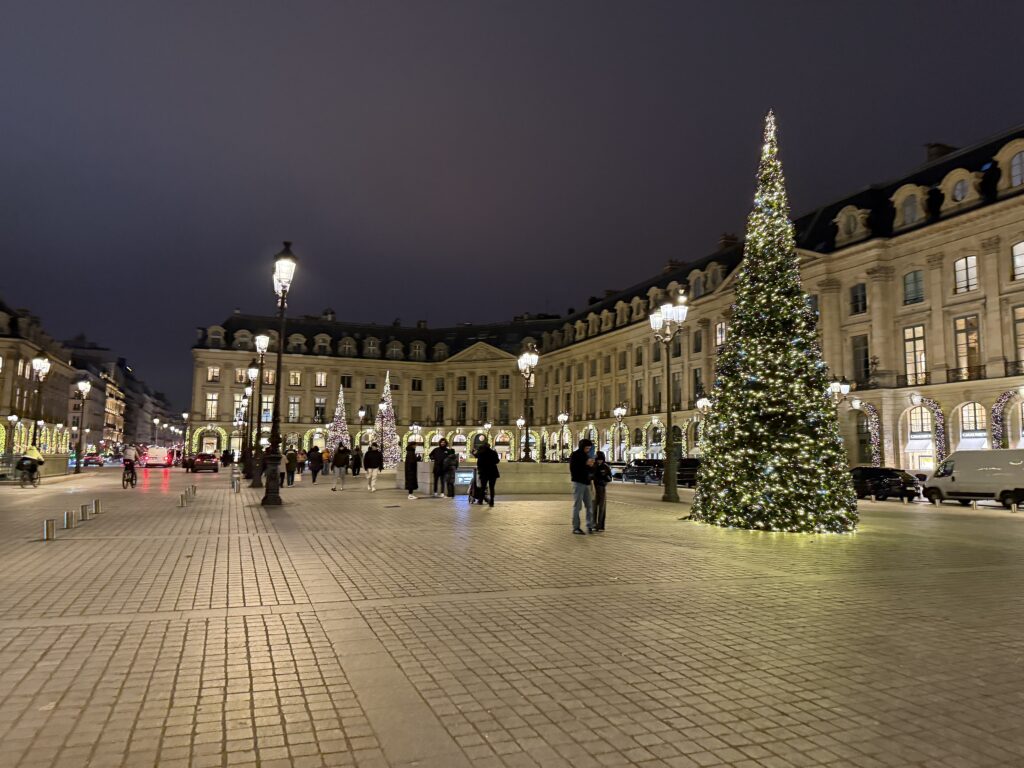 Place Vendôme historic façades in a leading five-star hotel area of Paris