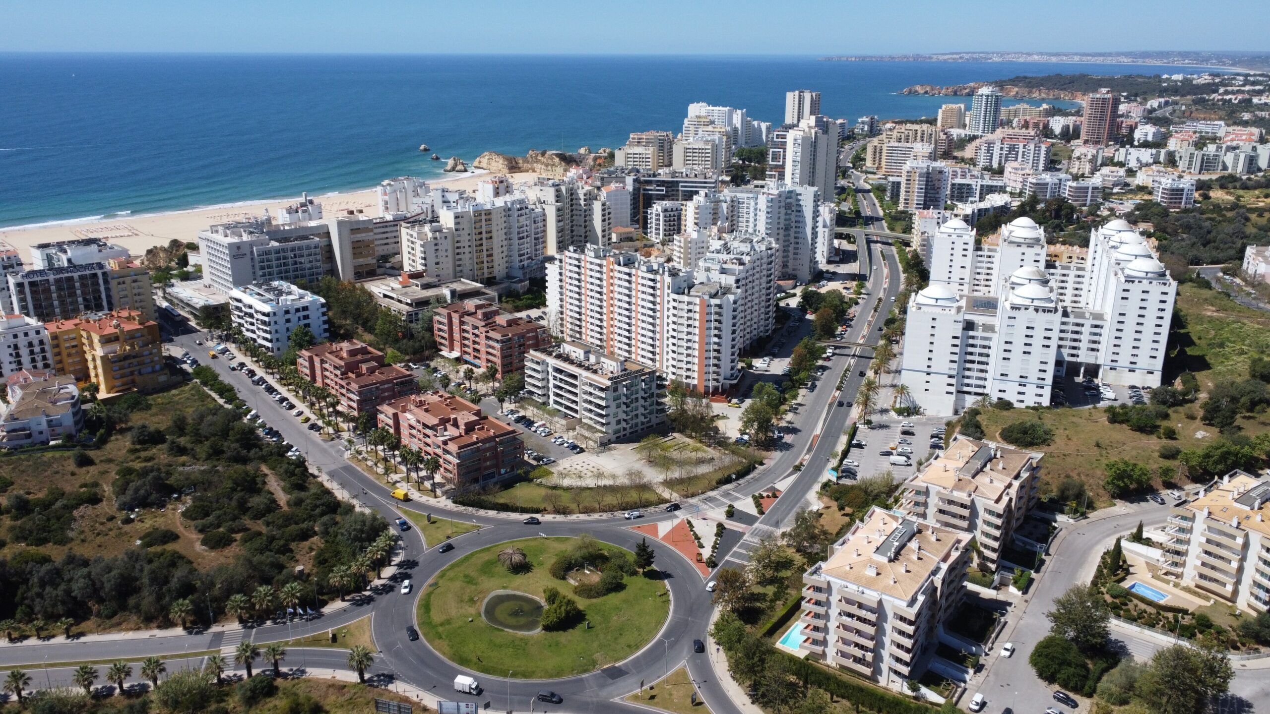 Aerial view of Praia da Rocha in the Algarve, Portugal
