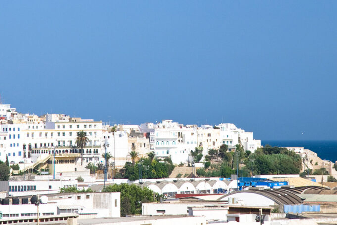 Tangier Morocco skyline overlooking the Mediterranean and Atlantic gateway