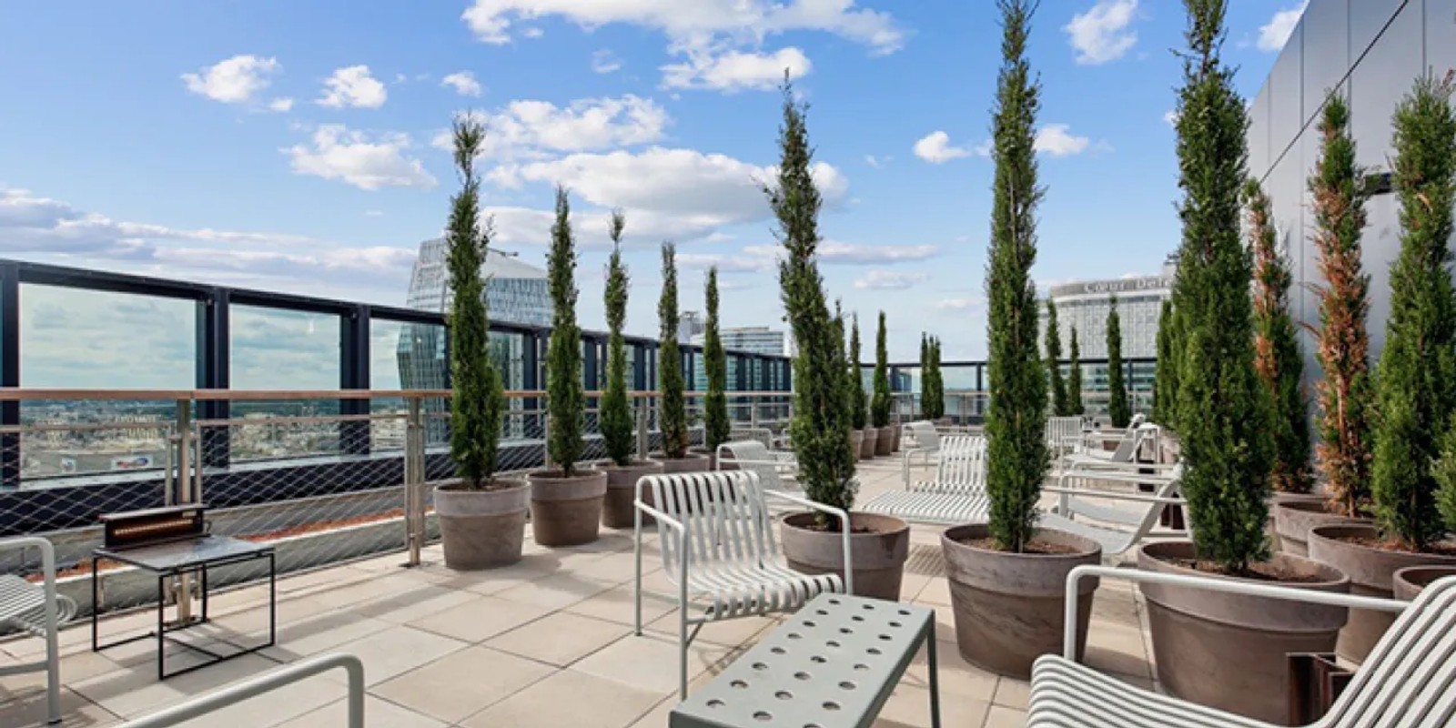 Vatel Paris La Défense hospitality campus rooftop overlooking the business district