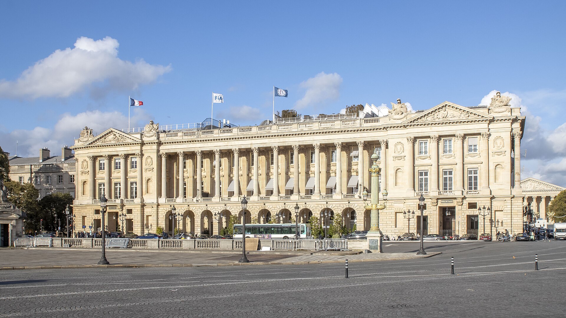 Hôtel de Crillon façade on Place de la Concorde in Paris