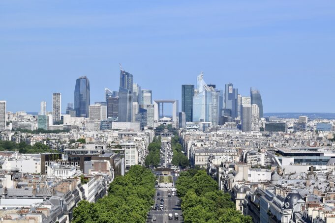 La Défense seen from the Arc de Triomphe in 2025 La Défense business district viewed across Paris