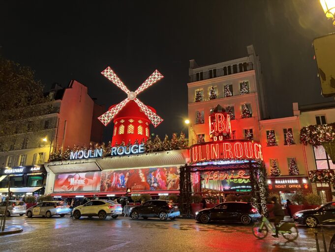 Moulin Rouge in Paris at night in 2024 Illuminated Moulin Rouge cabaret in Paris at night