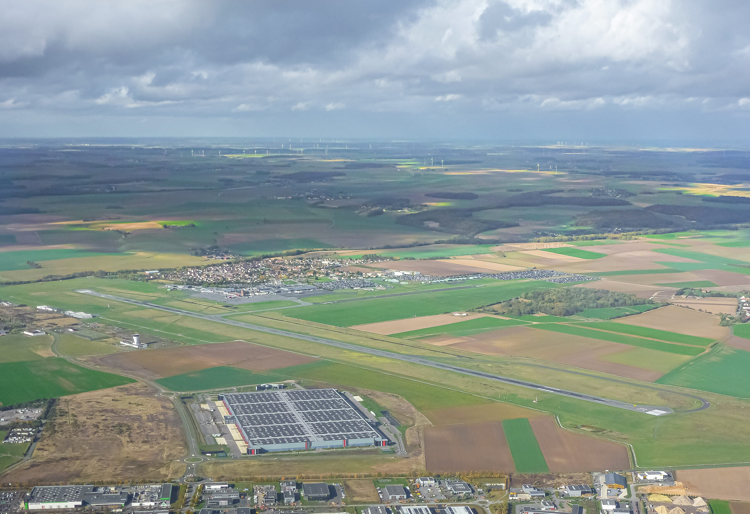 Aerial view of Paris Beauvais Airport runway and terminals in 2025