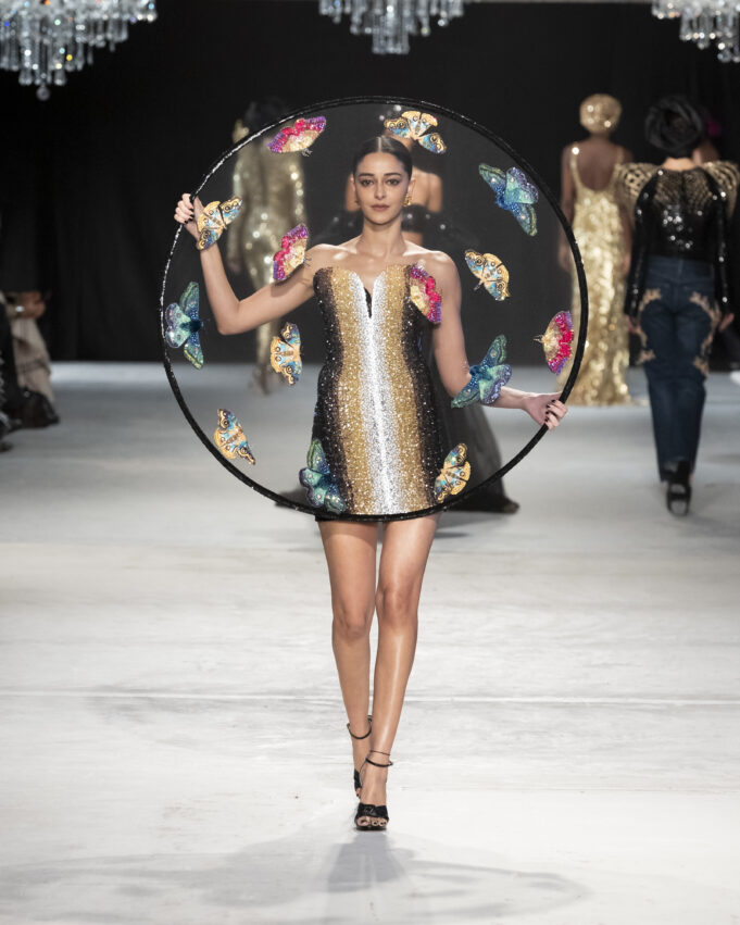 Model on the Rahul Mishra couture runway during Paris Fashion Week
