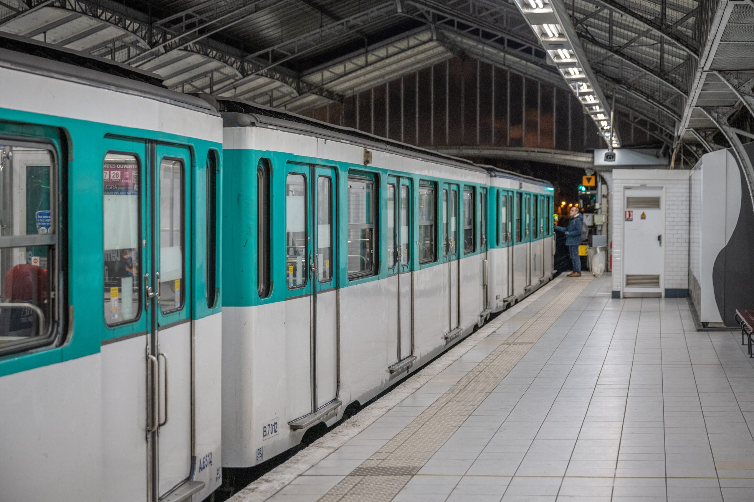 Modern Paris Metro Line 6 train photographed in January 2024