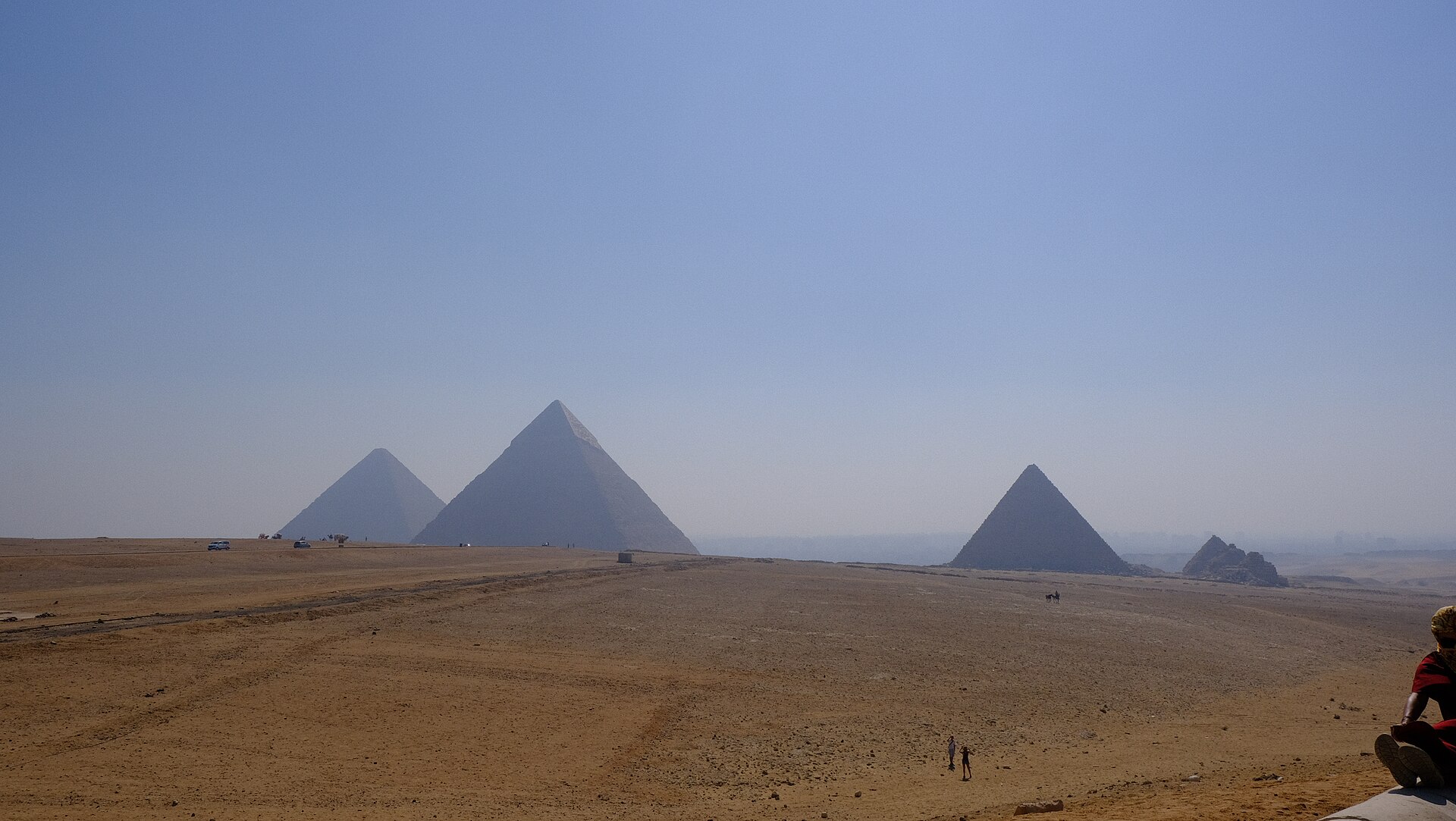 Panoramic view of the three principal pyramids on the Giza plateau