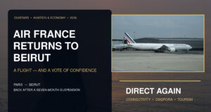 Air France Returns to Beirut: A Flight—and a Vote of Confidence Air France Boeing 777 and Beirut Pigeon Rocks — Paris Beirut flights return