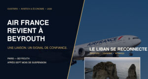 Air France revient à Beyrouth : une liaison, mais surtout un signal de confiance Boeing 777 Air France et rochers de Raouché — reprise Paris Beyrouth