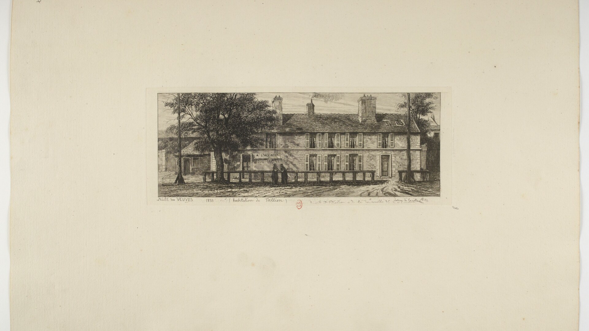 Estampe du XIXe siècle de l’ancienne allée des Veuves, aujourd’hui avenue Montaigne