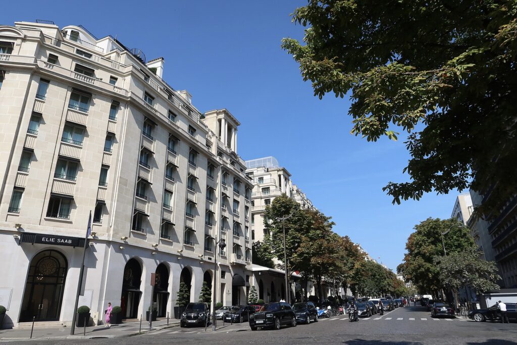 Avenue George V with Four Seasons Hotel George V on the left
