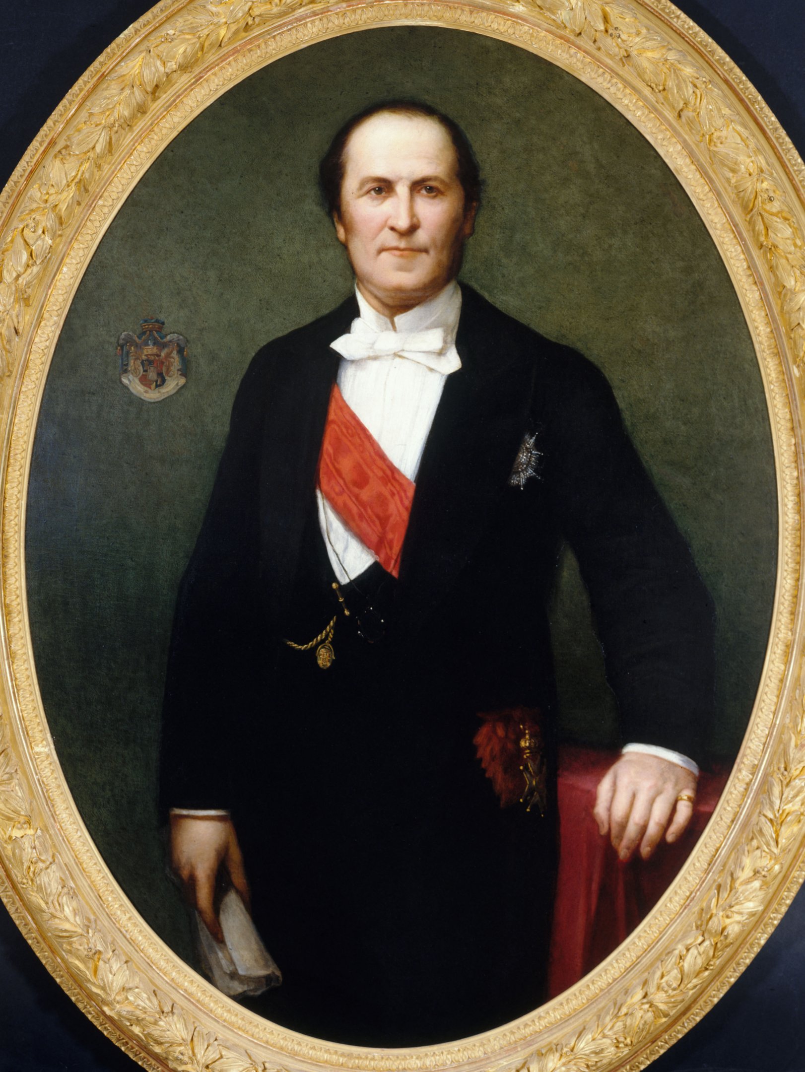 Full-length painted portrait of Baron Haussmann wearing the sash of the Legion of Honour