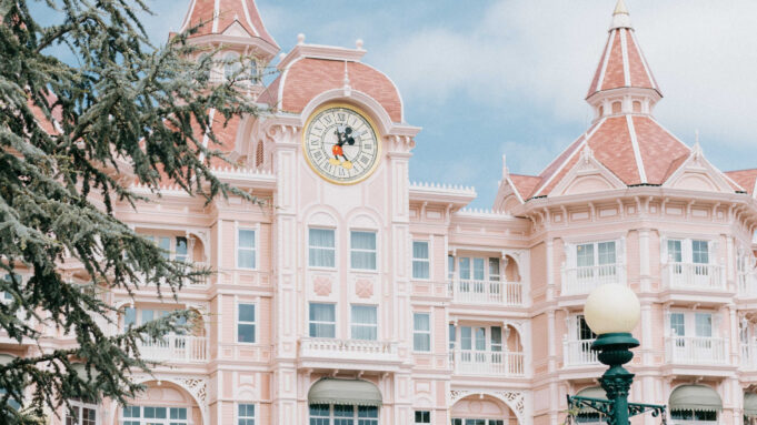 Disneyland Hotel Paris for a family stay Pink Disneyland Hotel exterior near Paris for a family hotel stay