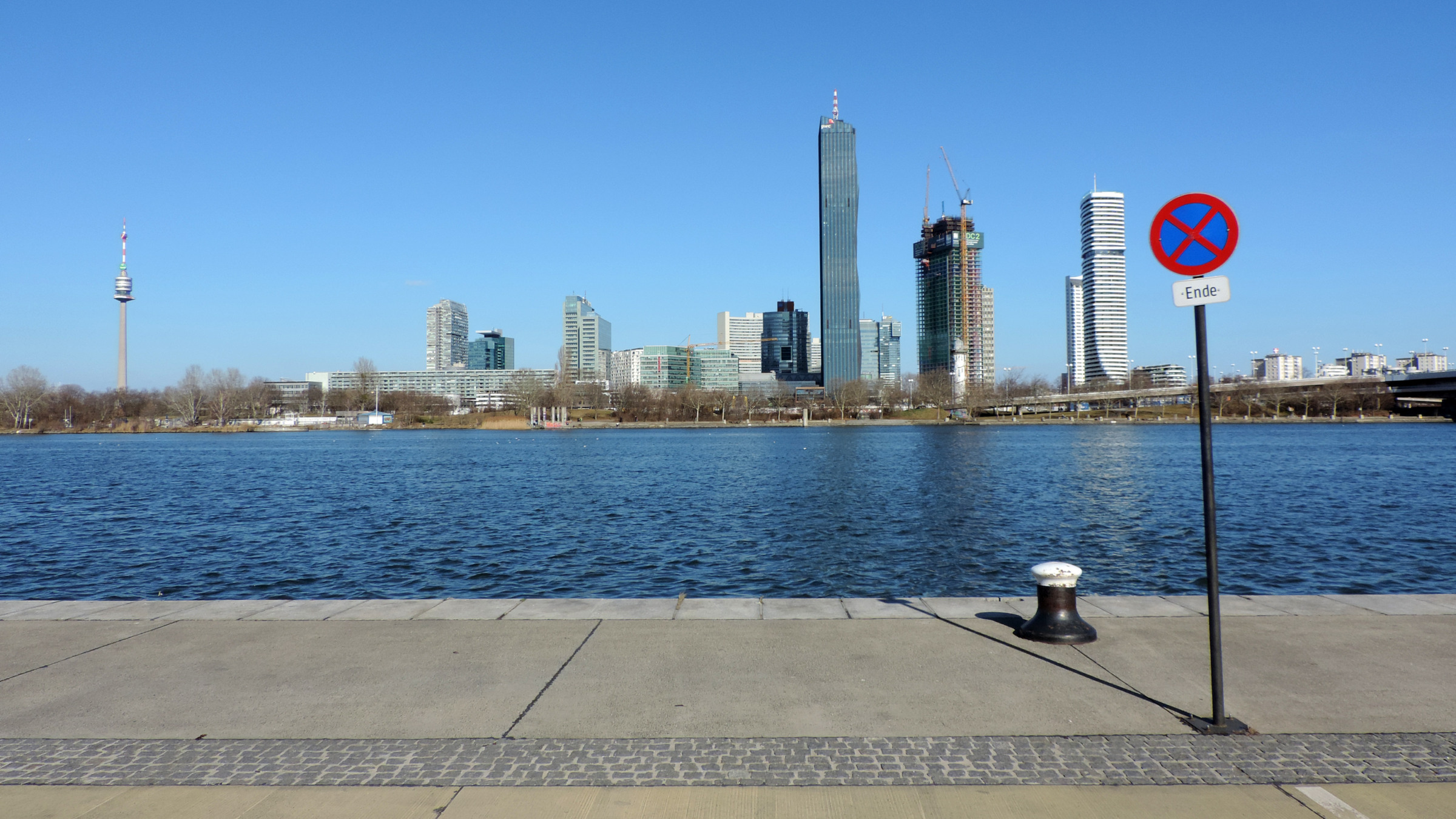 DC Tower 1 rising above the Danube skyline in Vienna in 2025