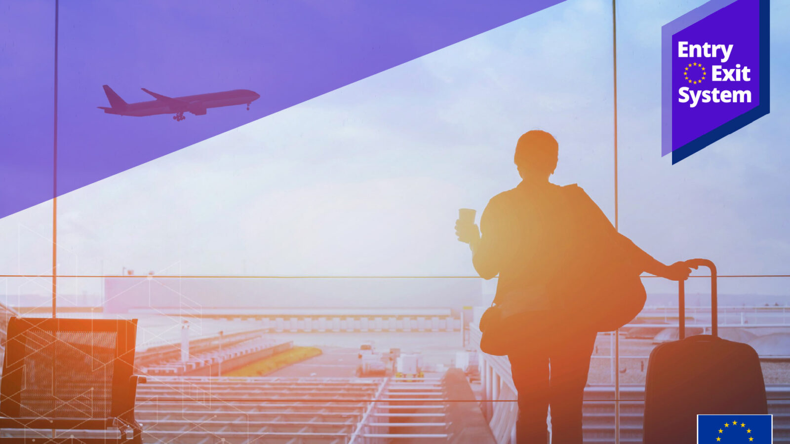 Traveller at an airport in the official European Commission EES visual