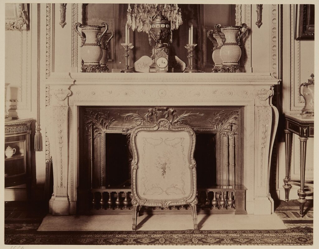 Archive photograph of the ornate fireplace in Hôtel de Crillon’s Grand Salon