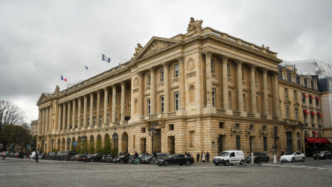Hôtel de Crillon in Paris Hôtel de Crillon Palace façade on Place de la Concorde in Paris