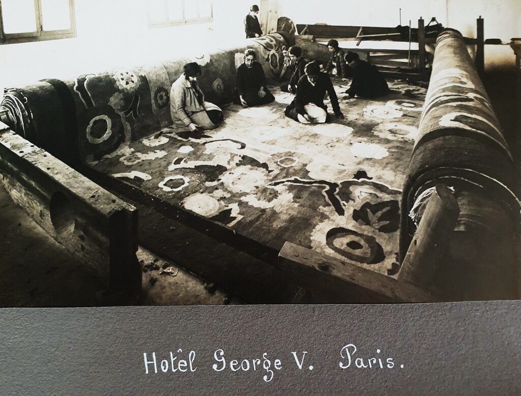 Archival work on the George V bar carpet in 1934