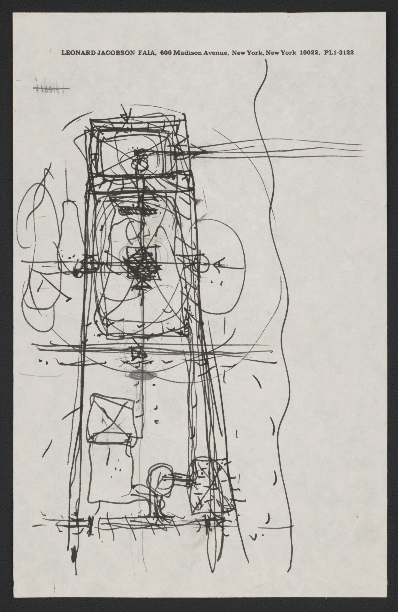 I. M. Pei’s 1983 site plan for the Grand Louvre renovation and Cour Napoléon
