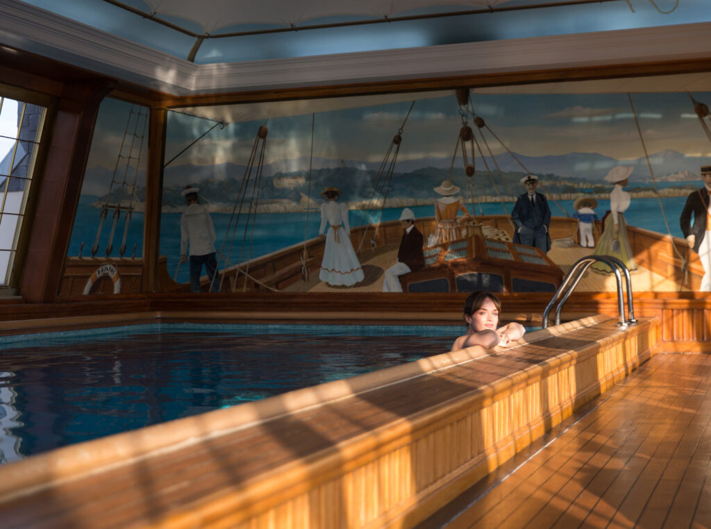 Rooftop swimming pool at Le Bristol Paris designed like a yacht deck
