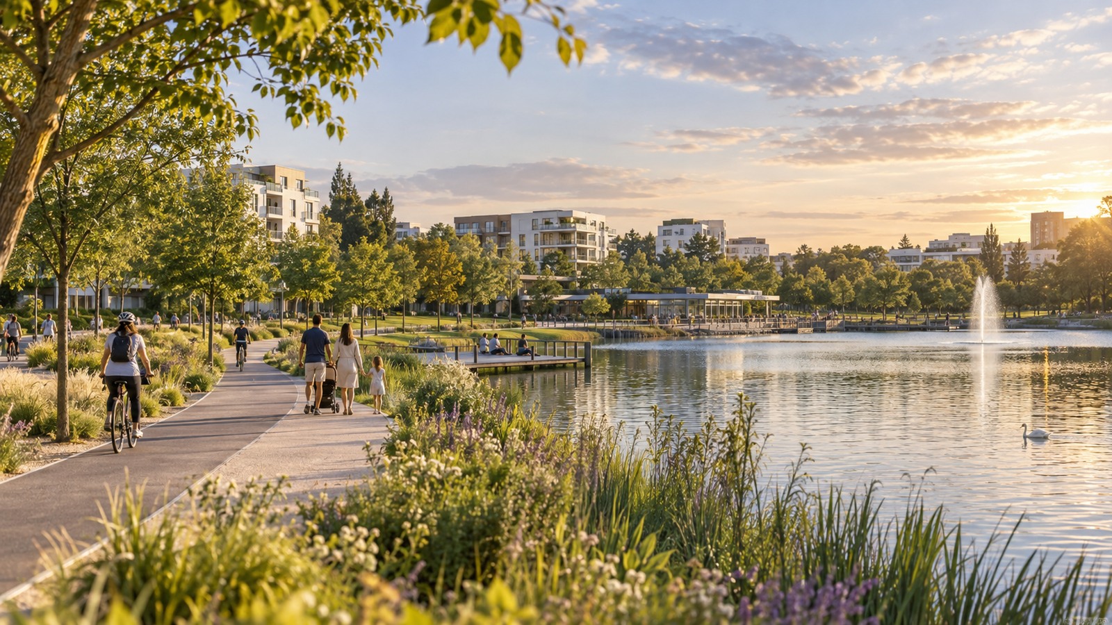Family-friendly urban park in Montigny-le-Bretonneux
