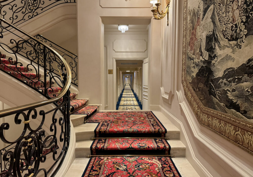 Interior hallway and architectural details at Ritz Paris