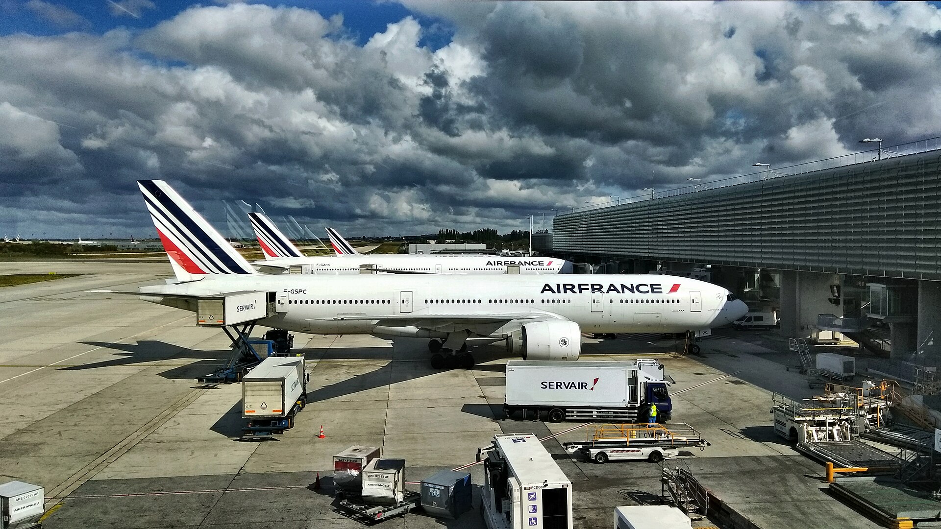 Air France aircraft parked at Paris Charles de Gaulle Airport