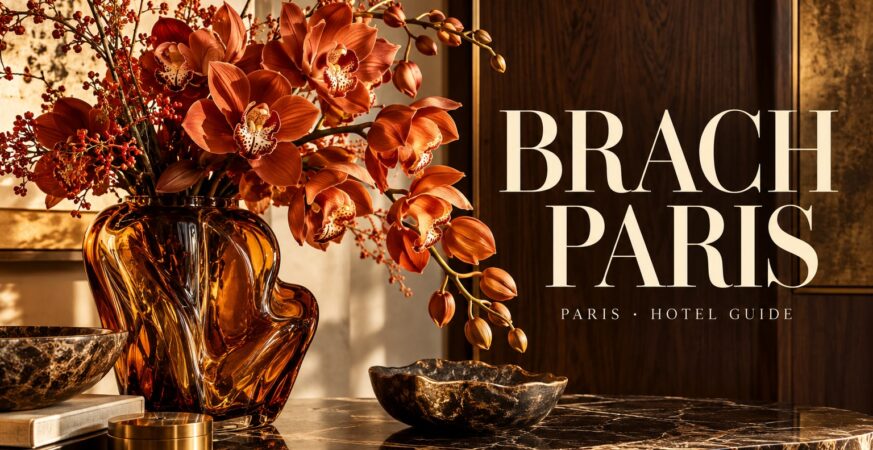Brach Paris Paris hotel guide cover — luxury floral arrangement and hotel name