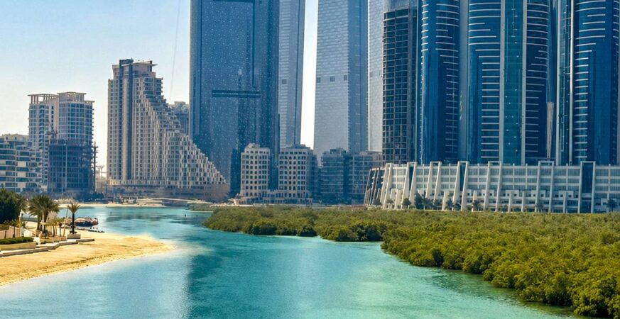 Reem Island from the bridge towards Saadiyat, Abu Dhabi, 27 June 2026.