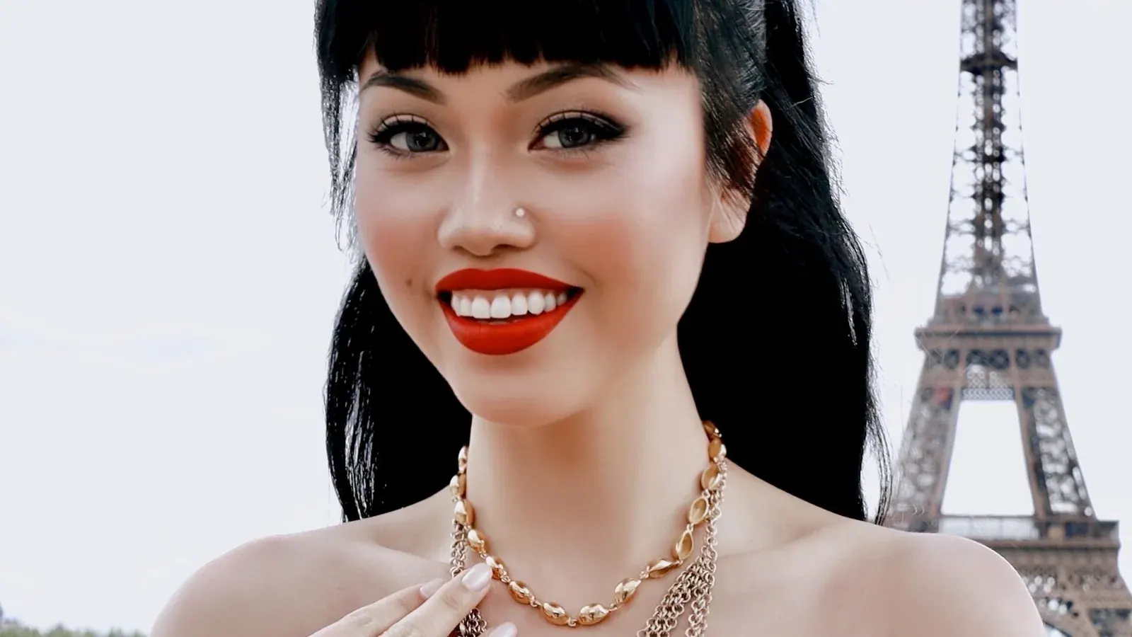Jessica Minh Anh at Trocadéro with the Eiffel Tower in the background, 2025