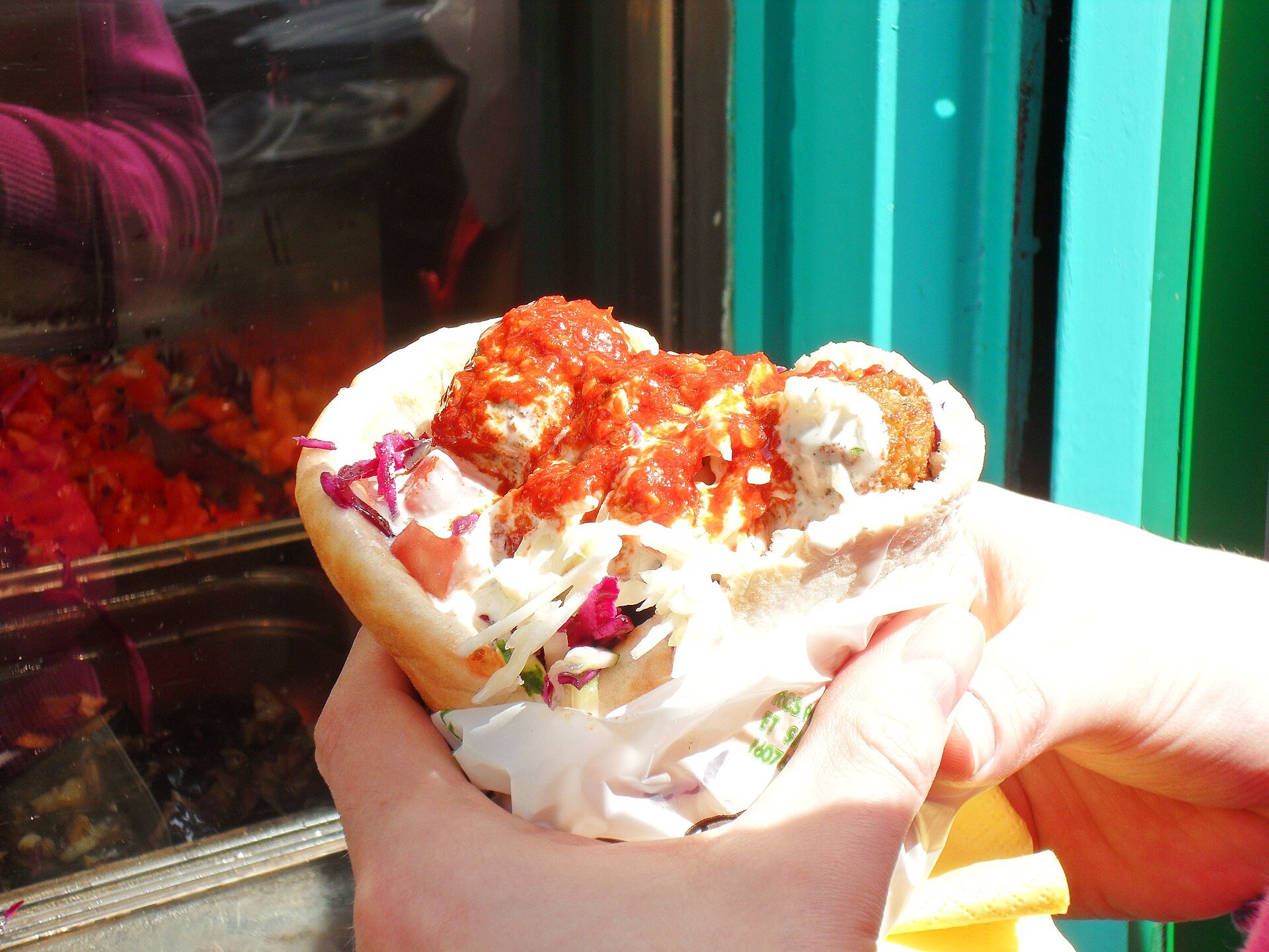 A falafel sandwich from L As du Fallafel on Rue des Rosiers in Paris