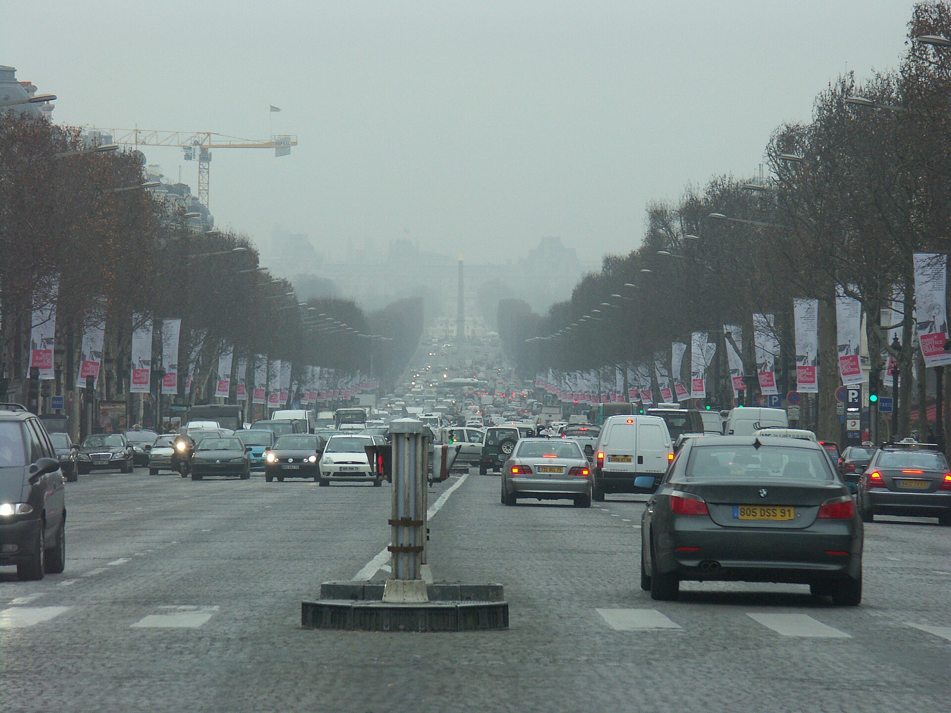 Heavy road traffic in Paris, France