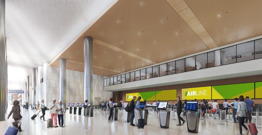 Official rendering of the new Hollywood Burbank Airport passenger terminal interior