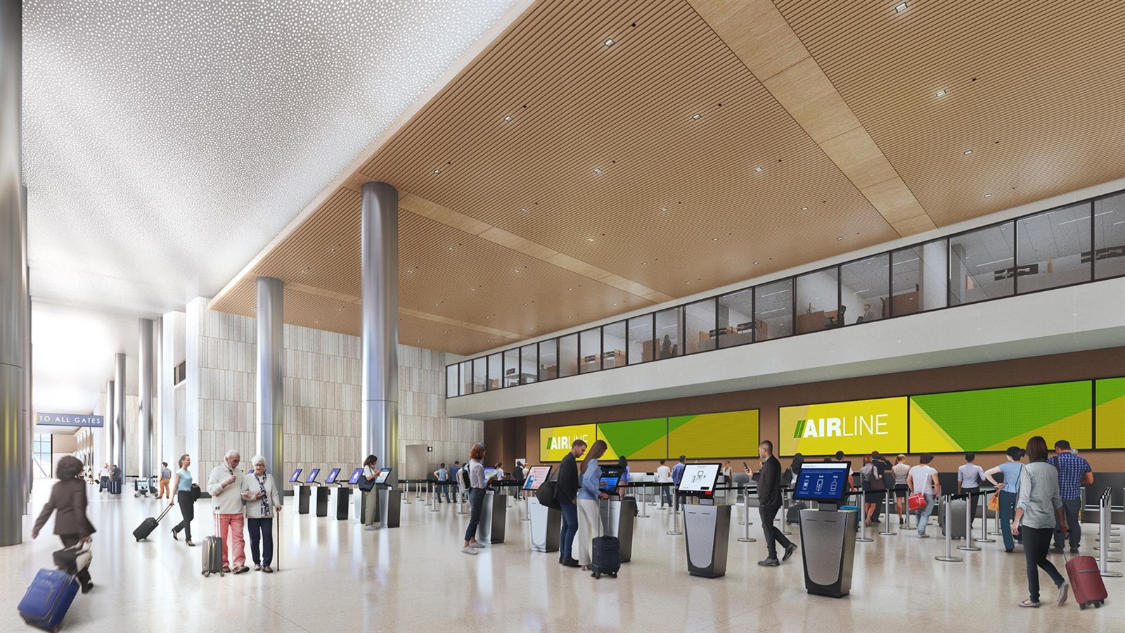 Official rendering of the new Hollywood Burbank Airport passenger terminal interior