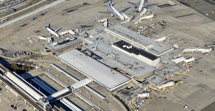 Aerial view of Terminal 7 at John F. Kennedy International Airport in New York