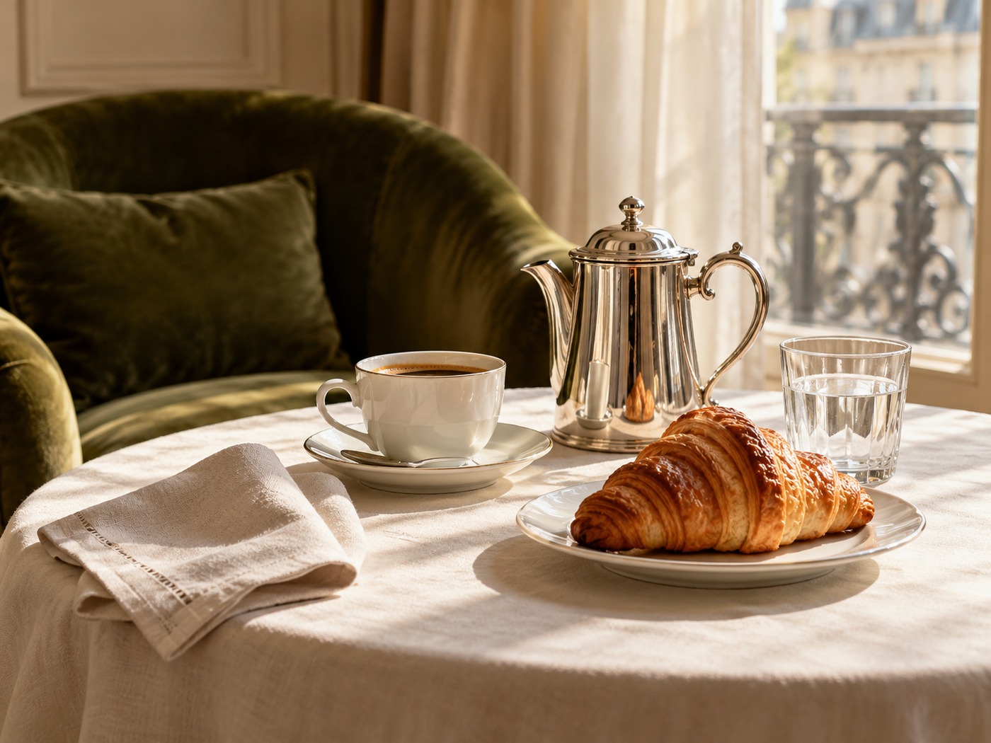 Original illustrative breakfast still-life, not photographed at Maison Delano Paris